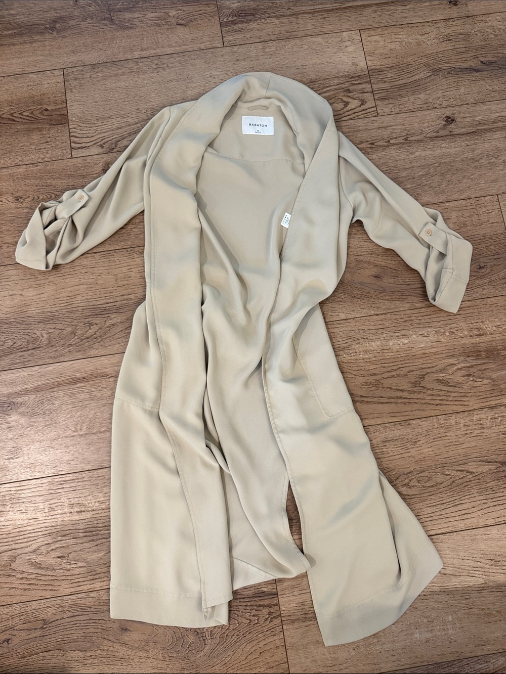 Babaton Sandstone Drape-Front Trench Coat